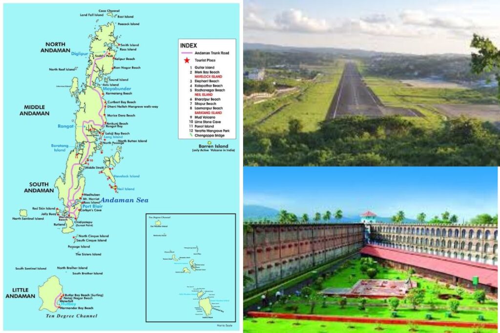 andaman map, cellular jain & airport